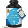 Citrate de Potassium 2.222 mg | 400 Gélules pour 200 jours - 800 mg Potassium Élémentaire - Complément Haute Dose - Vegan - S