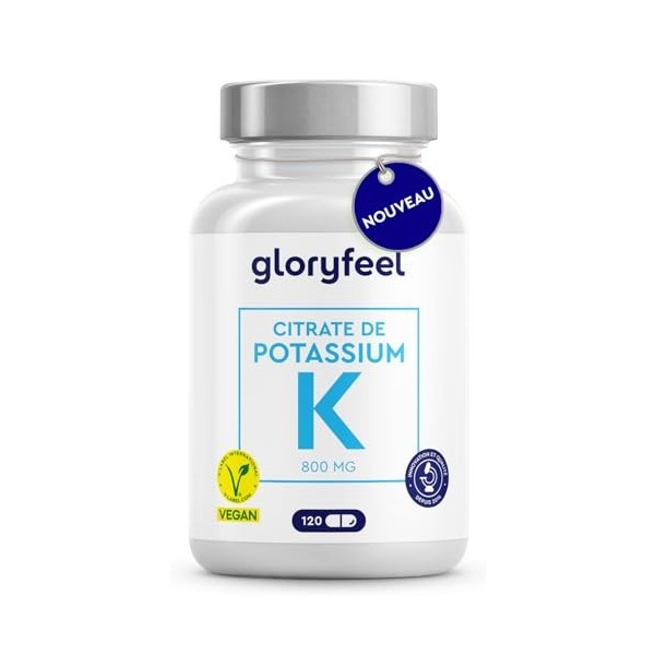 Citrate de Potassium 2210mg, Pour la Fonction Musculaire, Système Immuntaire et le Système Nerveux, 800mg de Potassium Élémen