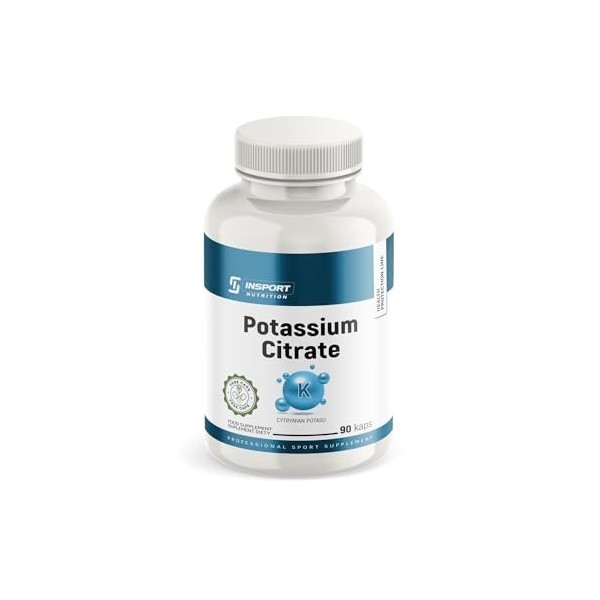 INSPORT Nutrition - Citrate de Potassium 1000mg dont 355 mg de Potassium élémentaire - 90 gélules - Plus de 3 mois dapprovis