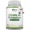 Supplément de Potassium 1550mg & Vitamine C - 240 Comprimés Végétaliens - 4 Mois d’Approvisionnement -Citrate de Potassium à 