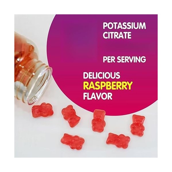 Gummies au citrate de potassium, adultes femmes et hommes, soutien aux crampes des jambes et à la santé musculaire