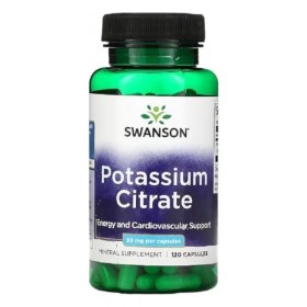 Swanson - Potassium Citrate | Soutien Cardio-Vasculaire, Production dÉnergie, Fonction Rénale - 120 Capsules