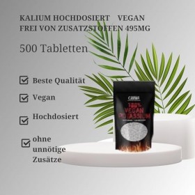 500 comprimés de potassium sans additifs végétaliens, 495 mg par dose quotidienne