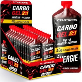 Vitastrong Carbo Gel 2:1 Energy, 24 Sachets Monodoses 60ml, Gel Sport Énergétique, 40g Glucides, 56mg Magnésium, 300mg Potass...