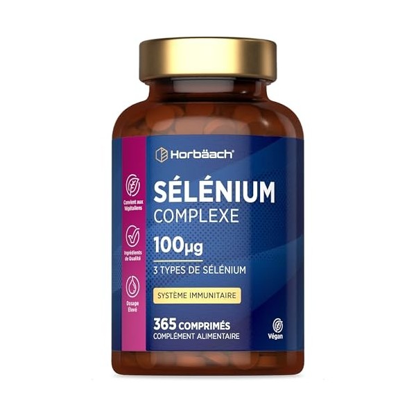 Selenium - 365 Comprimés Vegan | Complexe de Sélénite et L-Sélénométhionine | Pour Système Immunitaire, Cheveux et Ongles | S
