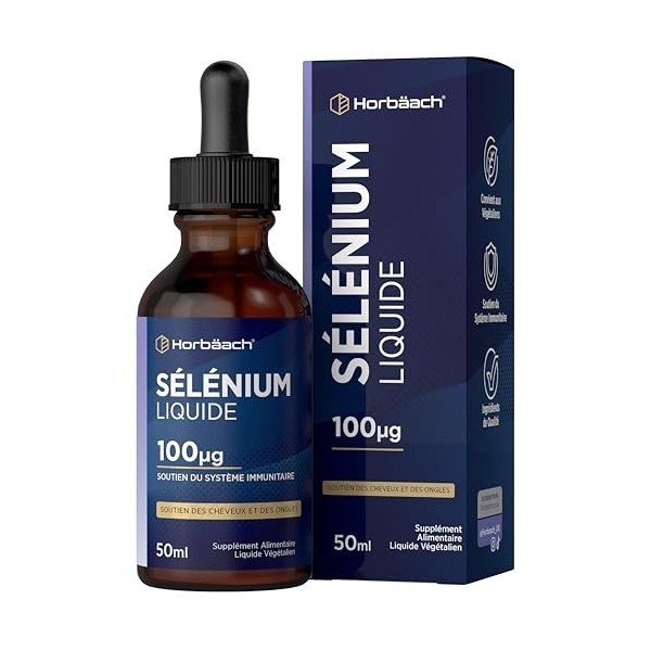 Selenium 100ug | 50ml Liquide Végane | Sélénite de Sodium à Haute Concentration | Selenium Liquid Drops | Horbaach