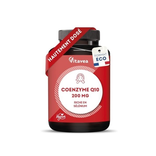 Coenzyme Q10 200mg - Antioxydant Naturel Puissant, Anti-Âge - Forme Stable Ubiquinone - Avec Sélénium - 60 Gélules Vegan - Fa...