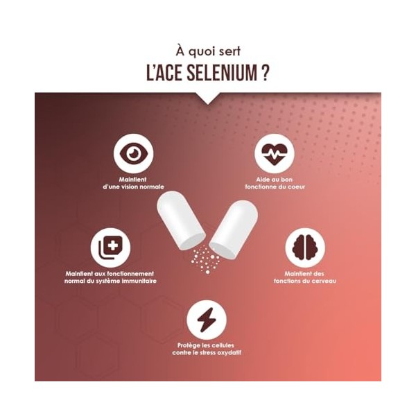 ACE Sélénium, Vitamines A, C, E, Complément Alimentaire, 30 Gélules, VINDI NUTRITY, Fabriqué en France