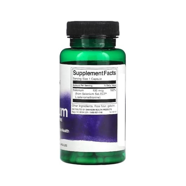 Swanson - Albion Selenium Complex - Sélénium L-Sélénométhionine | Soutien Antioxydant & Système Immunitaire - 200 Capsules