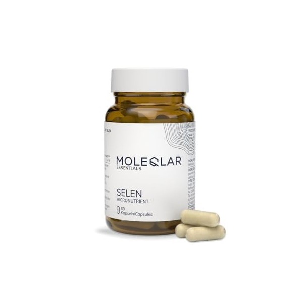 MoleQlar Sélénium 60 gélules – 200 µg sélénite de sodium/capsule, 60 jours, végan, certifié Allemagne