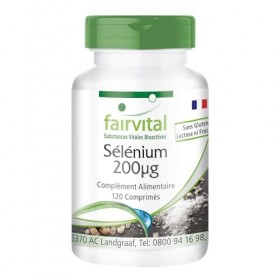 Fairvital | Sélenium 200mcg - Sélénométhionine - VEGAN - Dosage puissant - 120 Comprimés