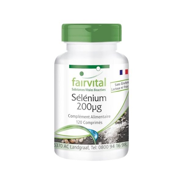 Fairvital | Sélenium 200mcg - Sélénométhionine - VEGAN - Dosage puissant - 120 Comprimés