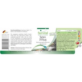 Fairvital | Sélenium 200mcg - Sélénométhionine - VEGAN - Dosage puissant - 120 Comprimés