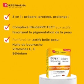 Forté Pharma - Expert Solaire Préparateur Intense 3P - 3-en-1 Prépare, Protège et Prolonge - Antioxydant - Sélénium, L-Tyrosi