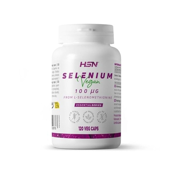HSN Selenium | L-Sélénométhionine 100 mcg | 4 mois dapprovisionnement | Haute biodisponibilité | Végétalien, sans gluten, sa