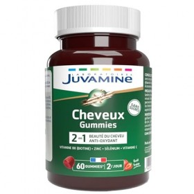 JUVAMINE - Gummies Cheveux 2-en-1 - Beauté et Santé du cheveu - Antioxydant - Sélénium - Vitamine B8 - Zinc - Vitamine B6 - V...