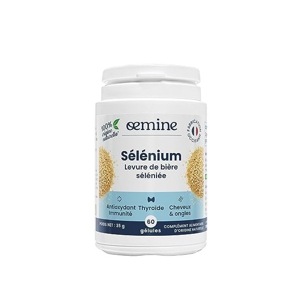 Oemine - Sélénium - Complément alimentaire pour lImmunité - stress oxydatif - 34.26 g - 60 gélules Sélénium