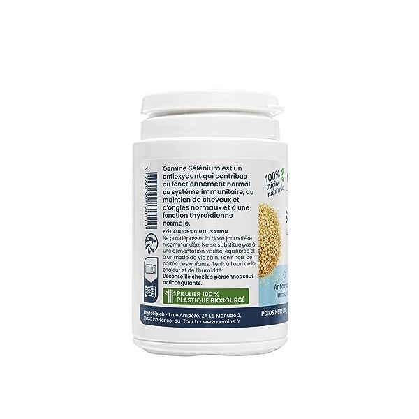 Oemine - Sélénium - Complément alimentaire pour lImmunité - stress oxydatif - 34.26 g - 60 gélules