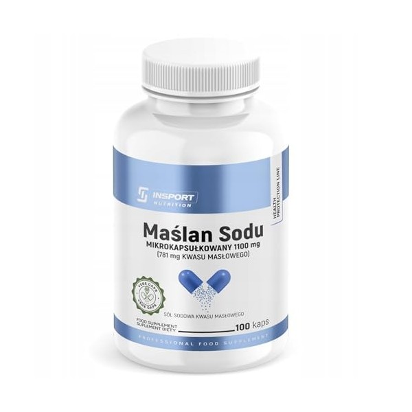 Butyrate de sodium microencapsulé 1100 mg – 100 gélules – Soutien santé intestinale & flore – Libération contrôlée – Insport 