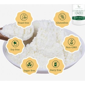 Alginate de sodium en poudre 110 g, 100 % pur qualité alimentaire, alginate de sodium, poudre épaississante naturelle pour de
