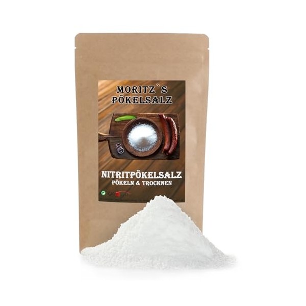 Moritz 900 g de sel de nitrite 0,4-0,5 % de nitrite de sodium I NPS Sel pour sécher/sécher les viandes et saucisses I Sel fin