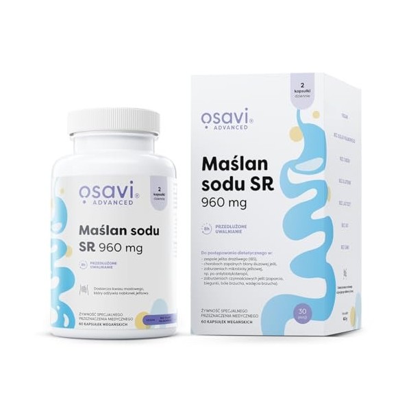 Osavi Butyrate de sodium SR, 960mg - 60 Capsules Vegan | Butyran de sodium microencapsulé | Haute teneur en acide butyrique |