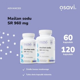 Osavi Butyrate de sodium SR, 960mg - 60 Capsules Vegan | Butyran de sodium microencapsulé | Haute teneur en acide butyrique |