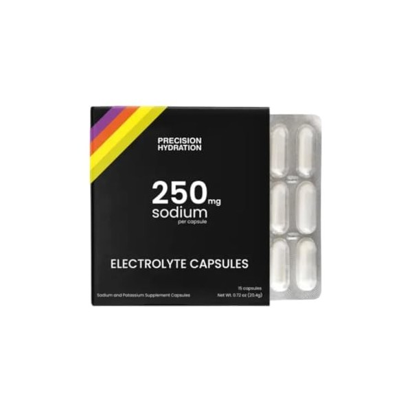Precision Hydration Capsules Électrolytiques - 15 Capsules en Blister Étanches, de Sel pour Combat les Crampes, Sans Ingrédie...
