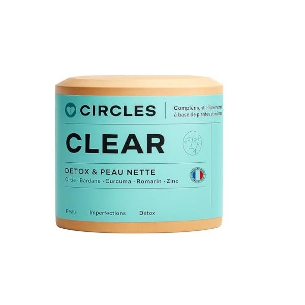 Circles CLEAR Peau, Cheveux, Ongles – Complément de Zinc + Bardane, Ortie, Romarin & Curcuma | Détox Peau & Équilibre Hormona...