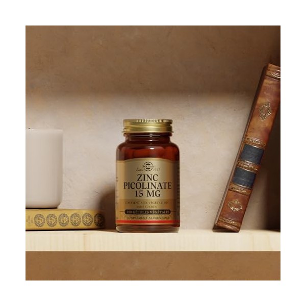 Solgar Zinc Picolinate 15mg - Défenses immunitaires - Zinc hautement assimilable - Nutriment Clé - Complément Alimentaire - F