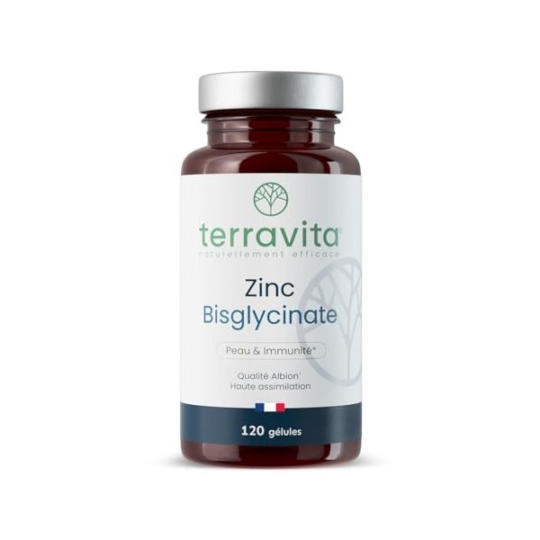 ZINC Bisglycinate PUR | Complément Alimentaire Premium ALBION® | 120 Gélules de 10 mg soit 100% des AR | Biodisponibilité Opt