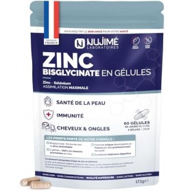 Zinc Bisglycinate 15mg + Sélénium | Assimilation Maximale | Peau, Ongles, Cheveux, Immunité, Fertilité | Fabriqué en France ...