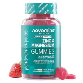 Gummies Zinc & Magnesium avec Vitamine B6 - Sans Sucre ZMA - Soutien à la Santé Musculaire & Osseuse - ZMA Magnésium Zinc et 