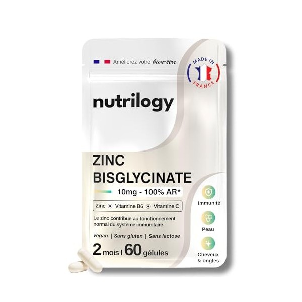 Zinc Bisglycinate 10mg | Haute absorption & Assimilation optimale | Avec Vitamines C et B6 | Immunité, Peau, Cheveux & Ongles