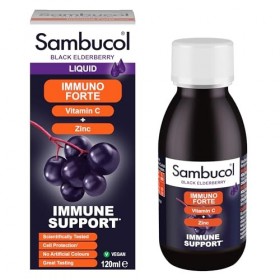 Sambucol Baies de sureau noir Immuno Forte | Vitamine C | Zinc | Support du système immunitaire | Complément alimentaire | Na