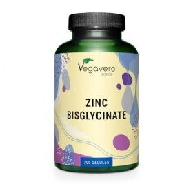 Zinc Bisglycinate | 300 Gélules | 100% Pur – Sans Additifs | Haute Absorption + Vegan | Complément Alimentaire Peau Acné + 