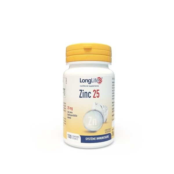 LongLife® Zinc 25 | Haut dosage 25mg zinc à biodisponibilité élevée | Plus de 100 jours de traitement | Défenses immunitaires