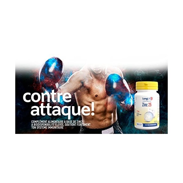 LongLife® Zinc 25 | Haut dosage 25mg zinc à biodisponibilité élevée | Plus de 100 jours de traitement | Défenses immunitaires