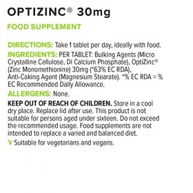 Bulk Comprimés OptiZinc Pure, 30 mg, paquet de 270, lemballage peut varier