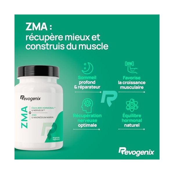 ZMA Hautement Dosé | Zinc, Magnésium & Vitamine B6 | Facilite la prise de Masse et la Récupération Musculaire | Soutien produ