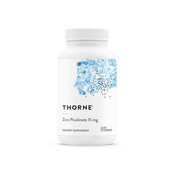 Thorne Zinc Picolinate 15mg - Supplément de Zinc Hautement Absorbable - Pour le Bien-être, le Système Immunitaire, la Santé d...