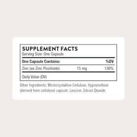Thorne Zinc Picolinate 15mg - Supplément de Zinc Hautement Absorbable - Pour le Bien-être, le Système Immunitaire, la Santé d...