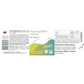 Gattilier - Poivre du moine - avec 6mg de zinc et 200mg de poivre du moine par dose journalière - 120 comprimés - hautement d