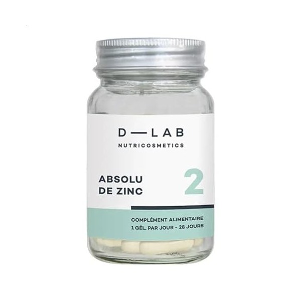 D-LAB Absolu de Zinc | Cure 28 Jours | Zinc Haute Absorption | Régule la Peau à Tendance Acnéique, Renforce Cheveux et Ongles