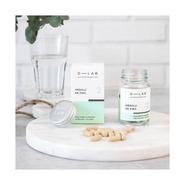 D-LAB Absolu de Zinc | Cure 28 Jours | Zinc Haute Absorption | Régule la Peau à Tendance Acnéique, Renforce Cheveux et Ongles