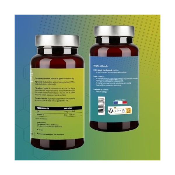 Zinc Bisglycinate – Immunité, Peau & Vitalité, Complément Alimentaire, 30 Gélules, VINDI NUTRITY, Fabriqué en France
