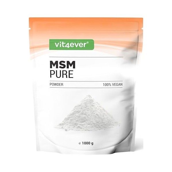 Poudre de MSM - 1 kg 1000 g - 99,9% de Méthylsulfonylméthane Cristallin Pur - Facteur Mesh 40-80 - Soufre Organique - Végan
