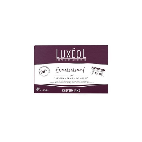 LUXEOL - Complément Alimentaire Epaississant - Cheveux + Epais* - À Base de plantes, peptides de collagène, MSM, acides aminé