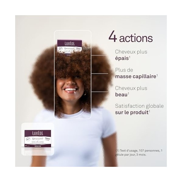 LUXEOL - Complément Alimentaire Epaississant - Cheveux + Epais* - À Base de plantes, peptides de collagène, MSM, acides aminé