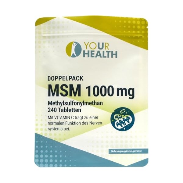 Lot de deux : MSM 1000 mg . méthylsulfonylméthane . avec vitamine C - 240 comprimés 1 MSM